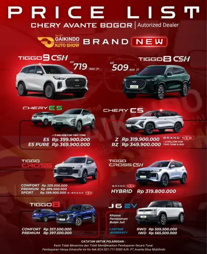 Pricelist Harga Chery jatikramat 2025